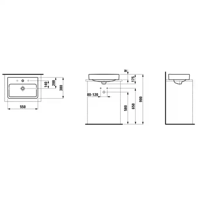 LCC Umywalka nablatowa 550 x 380 mm LAUFEN H8129524001041