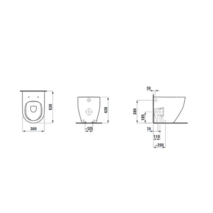 LCC Miska stojąca przyścienna rimless 530 x 360 mm LAUFEN H8229564000001