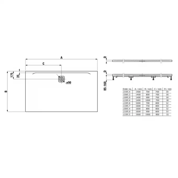 Brodzik Laufen Pro, Marbond, prostokątny 1600 x 1000 mm grafitowy LAUFEN H2119550780001