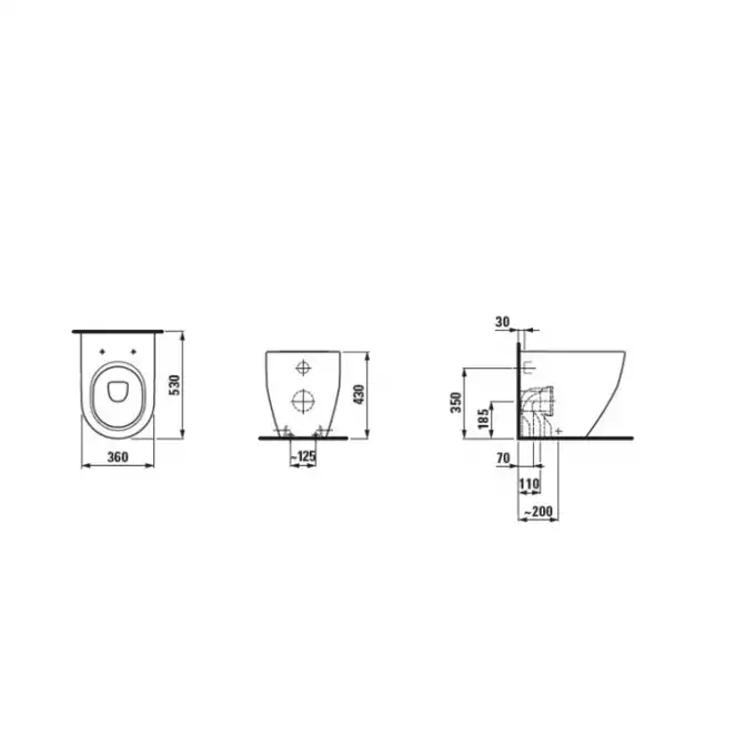 LCC Miska podwieszana wc rimless 360 x 530 mm 4/2l LAUFEN H8219664000001