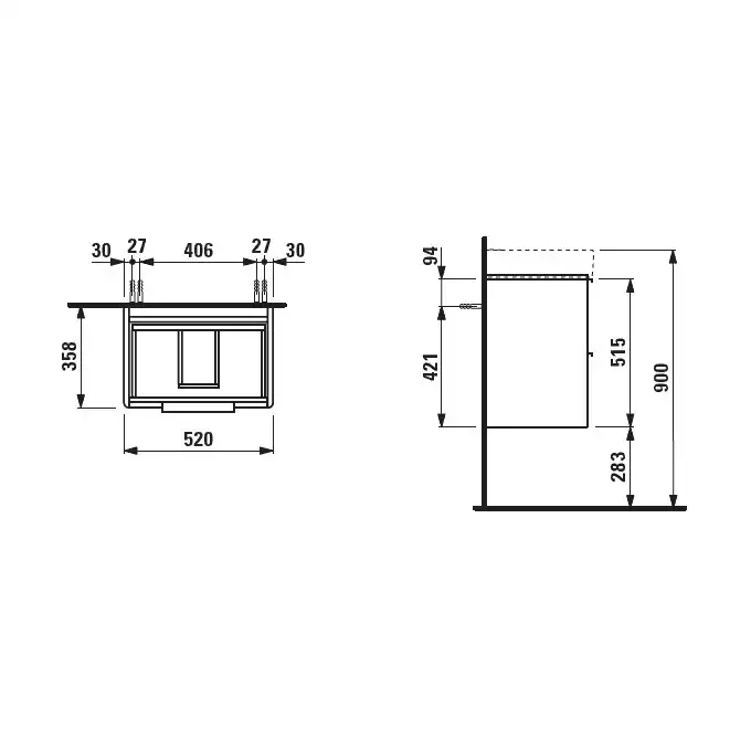 Szafka podumywalkowa BASE pod umywalkę compacto PRO S 520 x 515 x 358 mm, jasny wiąz LAUFEN H4021521102621