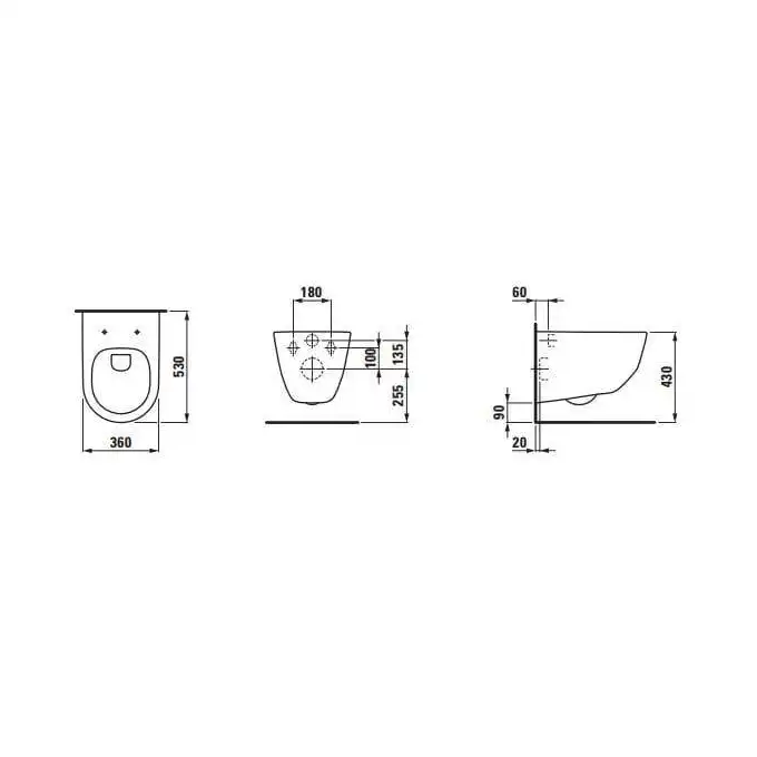 LCC Miska podwieszana wc rimless 360 x 530 mm LAUFEN H8209664000001