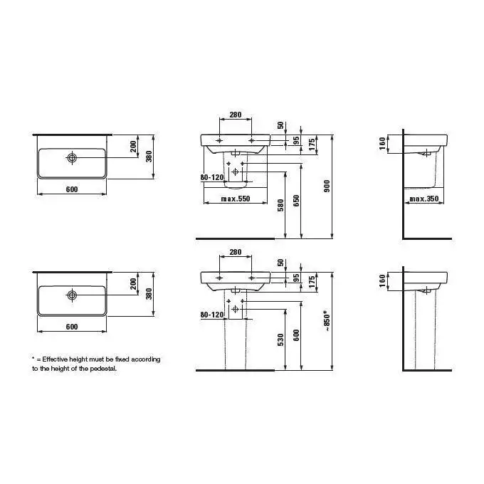 Umywalka ścienna 600 x 380 mm LAUFEN H8189590001091