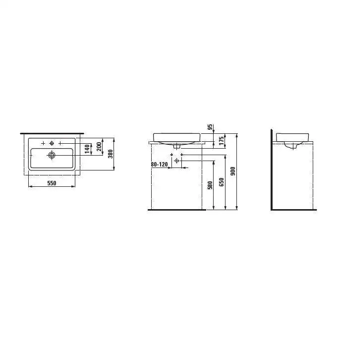 Umywalka nablatowa 550 x 380 mm LAUFEN H8129520001041