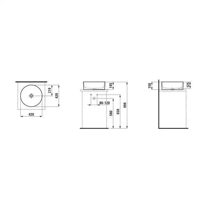 Umywalka nablatowa Ø 420 mm LAUFEN H8129420001121