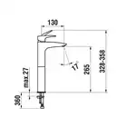 Bateria umywalkowa jednouchwytowa wysoka LAUFEN HF500714100000 wylewka 130mm