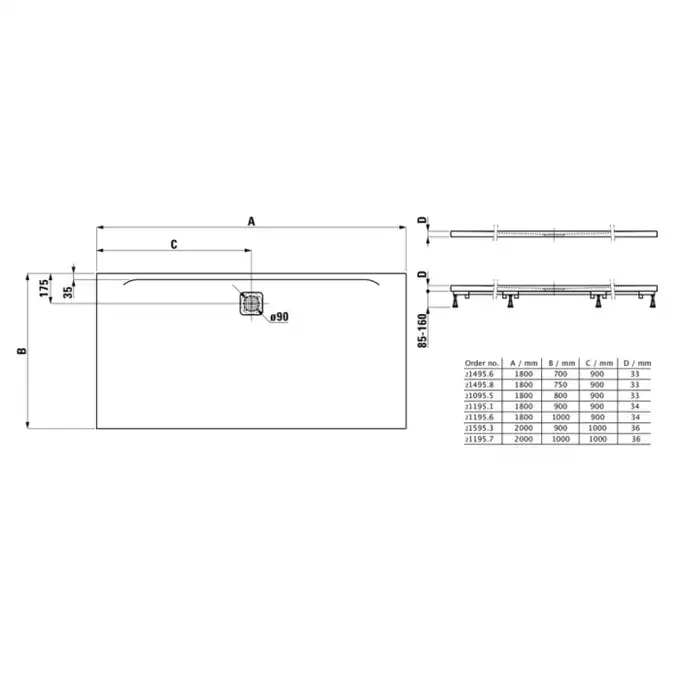 Brodzik Laufen Pro, Marbond, prostokątny 1800 x 800 mm biały LAUFEN H2109550000001