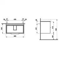 Szafka podumywalkowa BASE pod umywalkę PRO S 809 x 515 x 438 mm, jasny wiąz LAUFEN H4023921102621