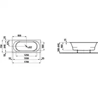 Wanna PRO Drop-in 170x75 Prostokatna LAUFEN H2429500000001