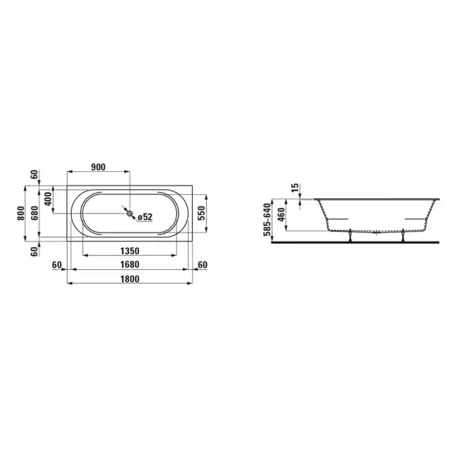 Wanna PRO Drop-in 180x80 Prostokątna LAUFEN H2409500000001