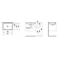 Umywalka podblatowa 645 x 450 mm, nieszlifowana (wymiar wnętrza 600x400) LAUFEN H8119650001091