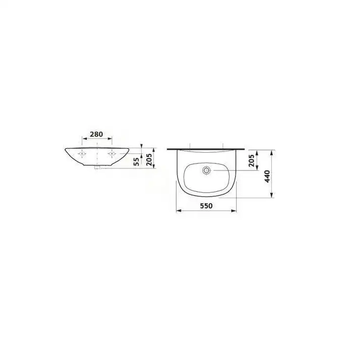 MADALENA Umywalka 55 cm bez otworu na baterię ROCA A327592000