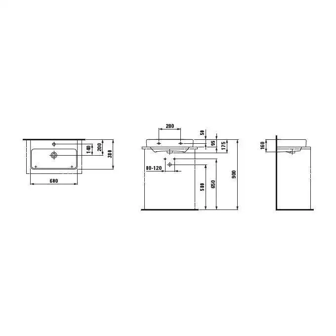 Umywalka ścienna 600 x 380 mm LAUFEN H8179590001041