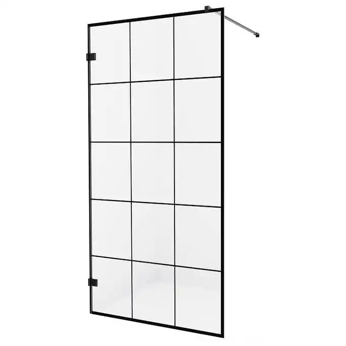 Kabina prysznicowa AVEXA BLACK 100x200 walk-in czyste 6mm Active Shield - wzór kratka NEW TRENDY EXK-2023