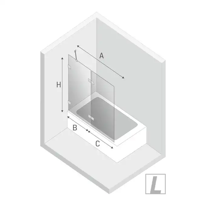 Parawan wannowy AVEXA L 120x150 uchylny czyste 6mm Active Shield NEW TRENDY EXK-1958