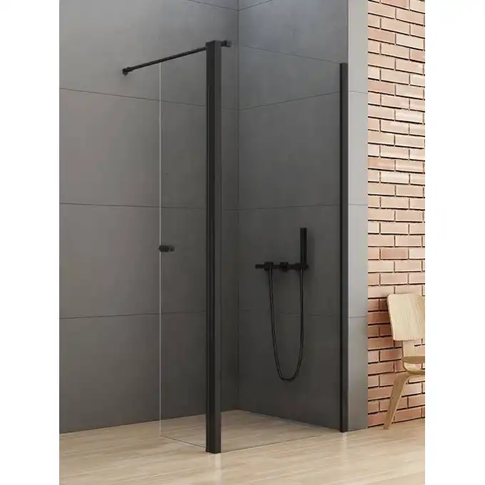 Kabina prysznicowa NEW SOLEO BLACK walk-in 80x195 szkło czyste 6mm Active Shield NEW TRENDY K-0780