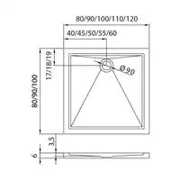 Brodzik prysznicowy CANTARE kwadratowy 90x90x5,5 gł. 3,5cm - 90 (obudowa zintegrowana, podstawa posadzka) NEW TRENDY B-0137