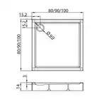 Brodzik COLUMBUS kwadratowy 90x90x14 gł. 3 cm, o90 (obudowa zintegrowana, stelaż/noga x1) NEW TRENDY B-0412