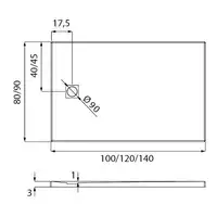 Brodzik MORI konglomeratowy prostokątny 120x80x3 posadzkowy, szary NEW TRENDY B-0398