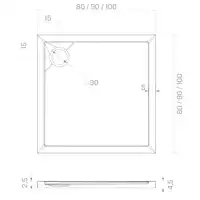 Brodzik NEW CANTARE kwadratowy 90x90x4,5 gł. 2,5 cm, o90 (obudowa zintegrowana, podstawa posadzka) NEW TRENDY B-0421