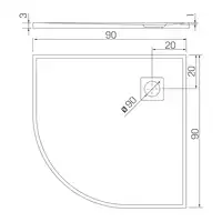 Brodzik MORI konglomeratowy półokrągły R55 90x90x3 posadzkowy, biały NEW TRENDY B-0451