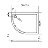 Brodzik prysznicowy MAXIMA ULTRA P asymetryczny 100x80x6 gł. 3,5cm - 90 (obudowa zintegrowana, podstawa posadzka) NEW TRENDY B-0335