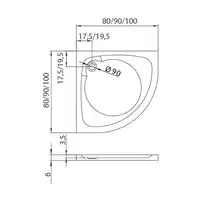 Brodzik prysznicowy CANTARE półokrągły R55 80x80x5,5 gł. 3cm - 90 (obudowa zintegrowana, podstawa posadzka) NEW TRENDY B-0159