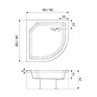 Brodzik prysznicowy ARTUS 90x90x29 półokrągły R55, podstawa stelaż, gł 19cm NEW TRENDY B-0364