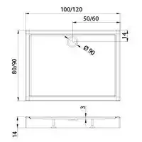 Brodzik COLUMBUS prostokątny 90x80x14 gł. 3 cm, o90 (obudowa zintegrowana, stelaż/noga x4) NEW TRENDY B-0391