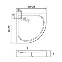 Brodzik DOMIO kompaktowy półokrągły R55 80x80x16 (obudowa zintegrowana, podstawa stelaż) NEW TRENDY B-0349