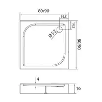 Brodzik kwadratowy DOMIO 80x80x16 na stelażu, gł 4cm NEW TRENDY B-0347