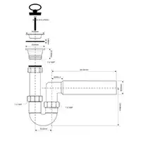 Syfon zlewozmywakowy rurowy 1 1/2&quot; x 50 mm z podłączeniem pralki lub zmywarki MCALPINE HC7HC15