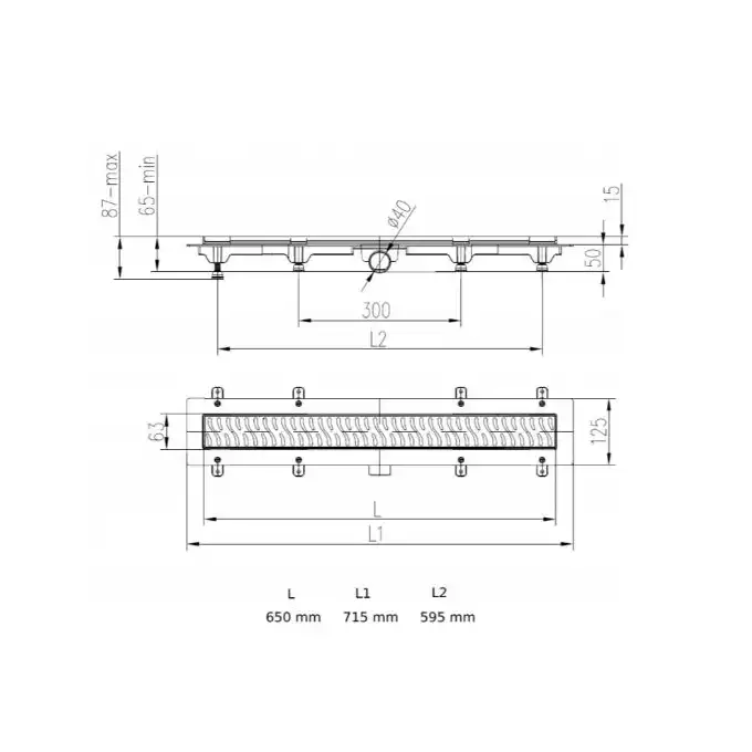 JOMOTech Pakiet EXCLUSIVE 50 / Odpływ liniowy 650 mm / maskownica EXCLUSIVE / mata WERIT 175-10650500-00