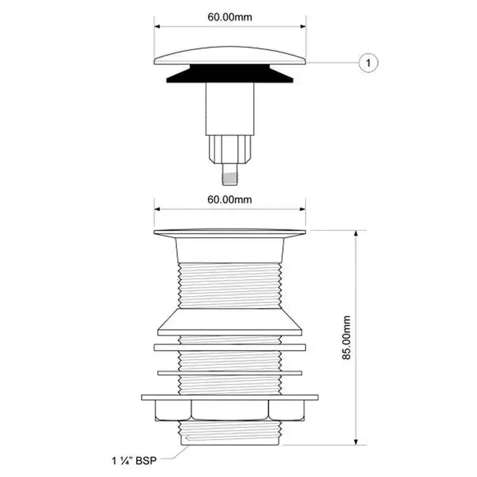 Korek automatyczny do umywalek bez przelewu 5/4&quot; chrom MCALPINE CWU60CB