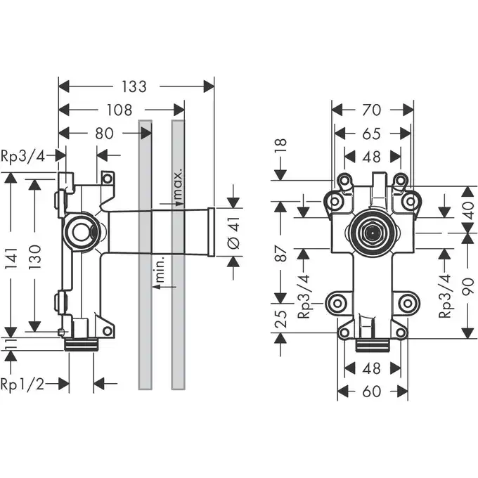 AXOR ShowerSolutions Zestaw podstawowy do modułu prysznicowego HANSGROHE 28486180