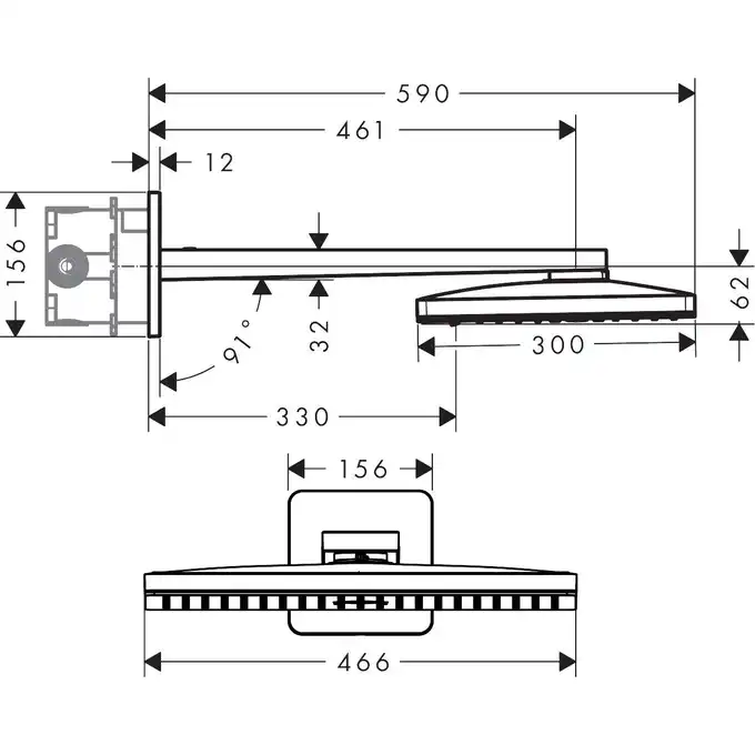 AXOR ShowerSolutions Głowica prysznicowa 460/300 2jet z ramieniem prysznicowym HANSGROHE 35275000