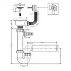 Syfon zlewozmywakowy rurowy 3,5&quot; x 50 mm z podłączeniem do pralki lub zmywarki, spust z przelewem MCALPINE HC7+FSW50PR