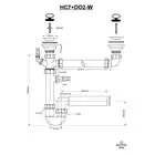 Syfon zlewozmywakowy rurowy podwójny 1 1/2&quot; x 50 mm z podłączeniem pralki i zmywarki MCALPINE HC7+DO2-W