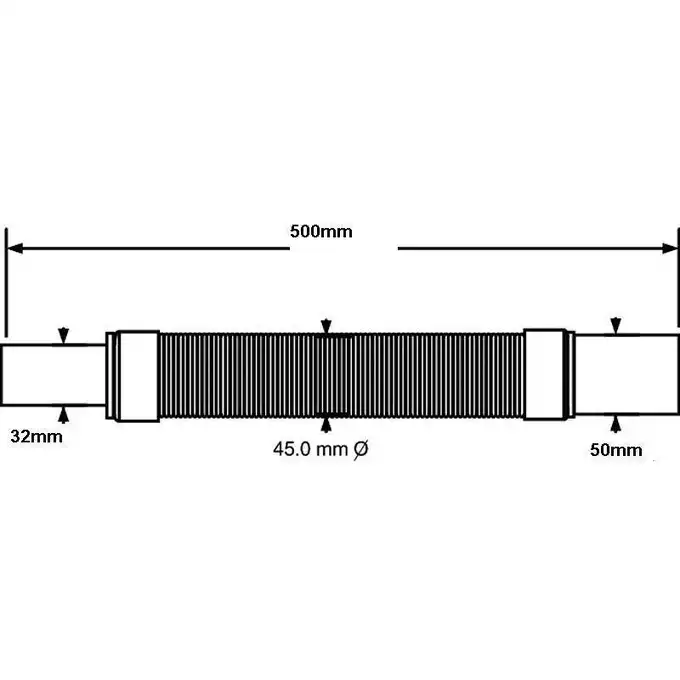 Złaczka montażowa, redukcyjna, elastyczna L-500mm z końcówkami 32x50mm MCALPINE FLEXRP3250