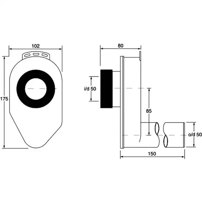 Syfon pisuarowy podtynkowy poziomy 2&quot; x 50 mm MCALPINE HC-UP50