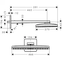 AXOR ShowerSolutions Głowica prysznicowa Głowica prysznicowa 460 / 300 1jet z ramieniem prysznicowym i rozetami Softcube HANSGROHE 35274000