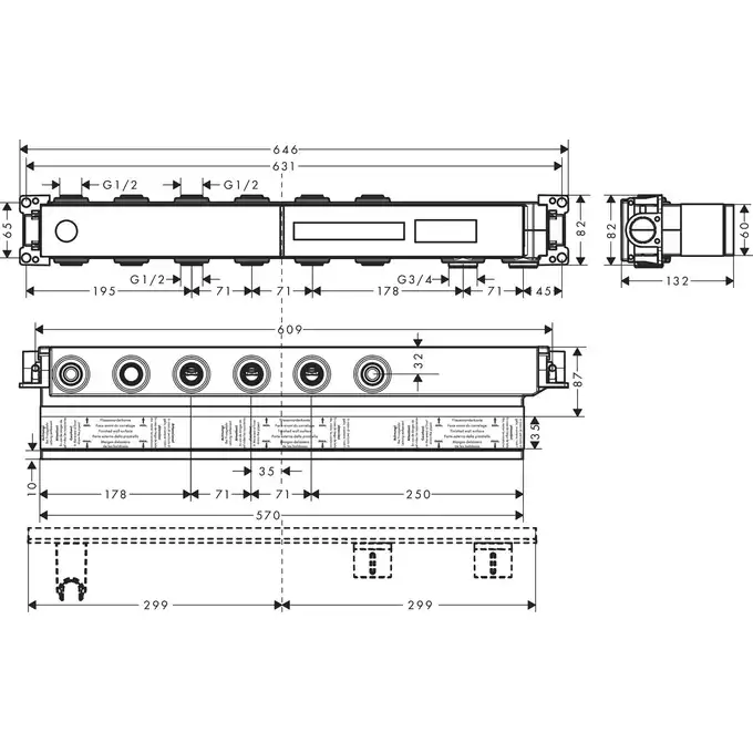 Zestaw podstawowy modułu termostatycznego do 4 odbiorników HANSGROHE 18312180