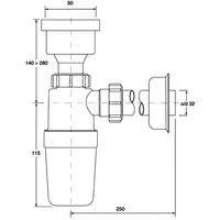 Syfon pisuarowy prosty 2&quot;x32mm z uszczelką wargową MCALPINE HC2P