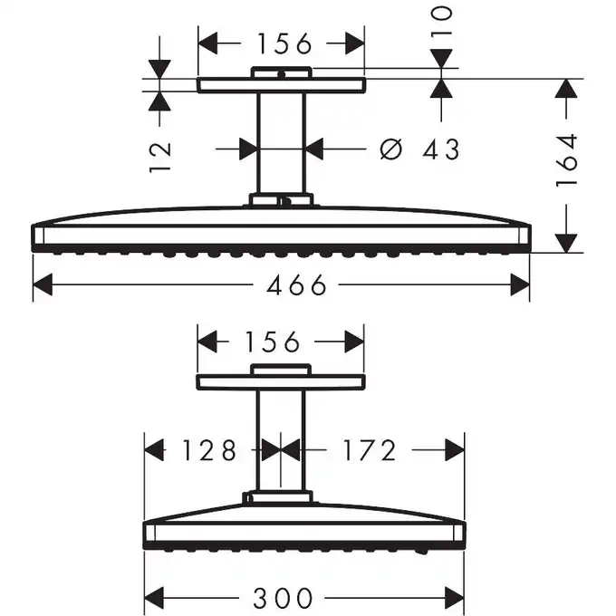 AXOR ShowerSolutions Głowica prysznicowa 460 / 300 3jet z przyłączem sufitowym HANSGROHE 35281000