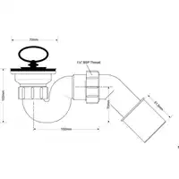 Syfon brodzikowy 11/2&quot;x50mm spust ze stali nierdzewnej z korkiem gumowym MCALPINE HC25-POL