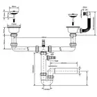 Syfon zlewozmywakowy rurowy podwójny 3,5&quot; x 50 mm z podłączeniem pralki lub zmywarki, przelew MCALPINE HC7HC12-POL1-25