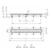 JOMOTech Pakiet EXCLUSIVE 50 / Odpływ liniowy 650 mm / maskownica EXCLUSIVE / mata WERIT 175-10650500-00