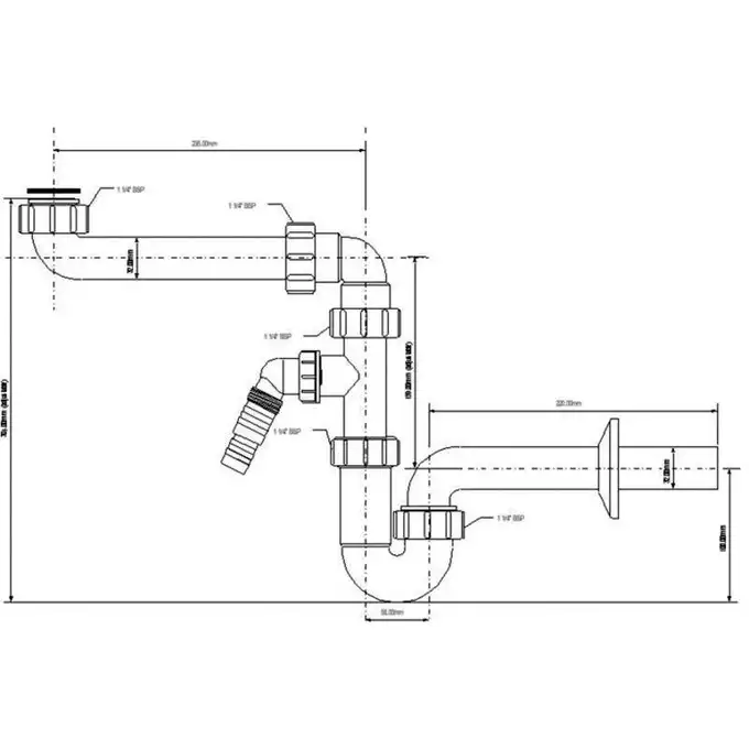 Syfon zlewozmywakowy rurowy 11/2&quot;x50mm z podłą.pralki lub zmywarki,bez spustu MCALPINE HC7HC13