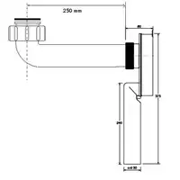 Syfon podtynkowy 1 1/4&quot; x 50 mm z przedłużką 250 mm chrom MCALPINE SUP-CB