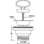 Spust umywalkowy MCALPINE HC15B 11/4&quot;x60mm z sitkiem ze stali nierdzewnej i korkiem gumowym